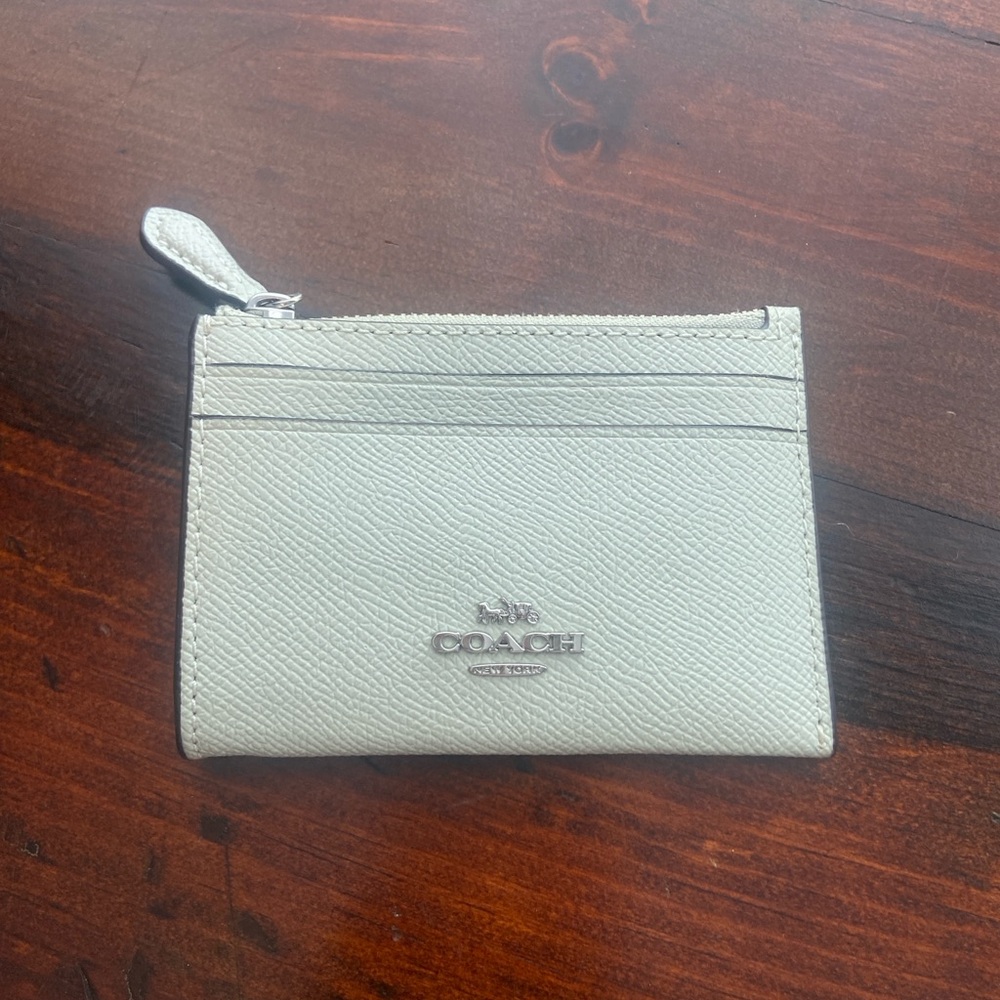 Coach Cream Leather Zip Mini wallet